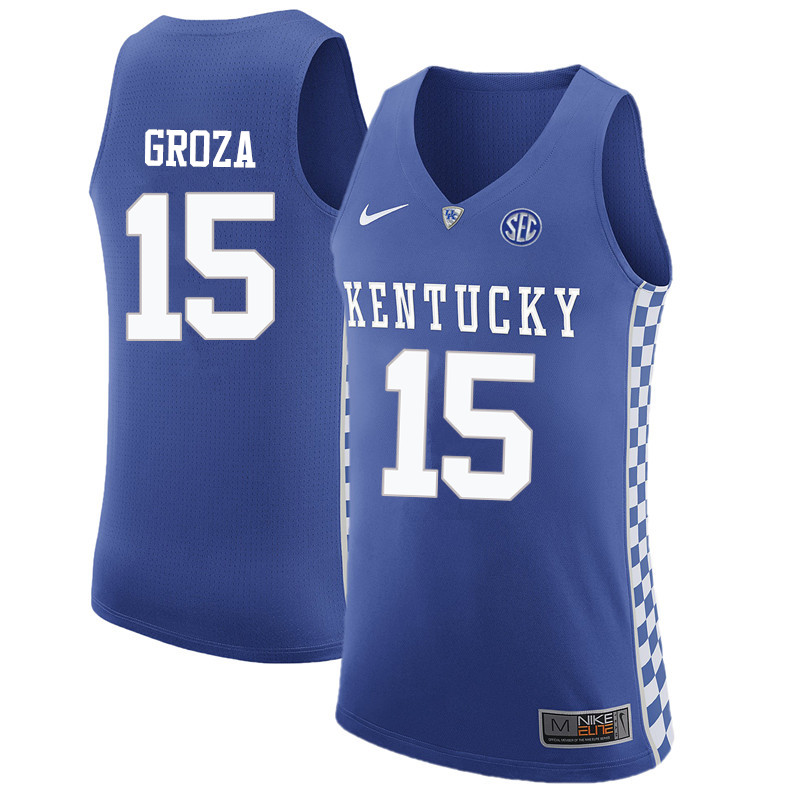 Men Kentucky Wildcats #15 Alex Groza College Basketball Jerseys-Blue